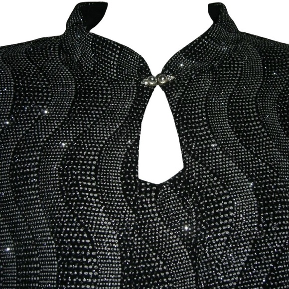 Vintage 90s Onyx Nite By Wendye Chaitin Blouse Cardigan Jewel Plus Mob Wife Jazz - Picture 5 of 14